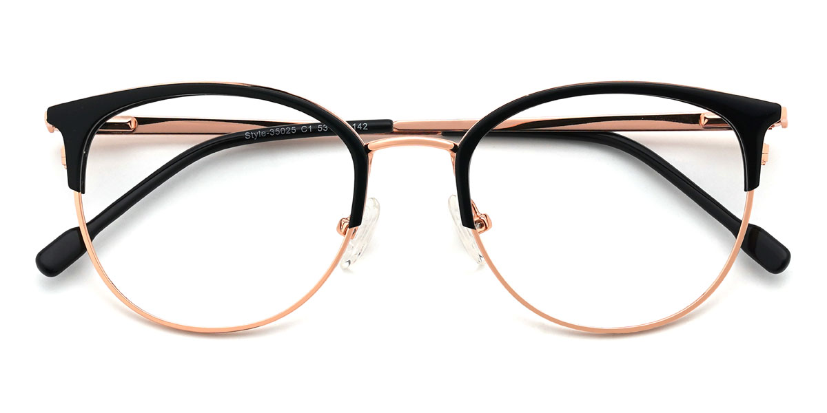 Rose Gold Black Joella Glasses - Oval Glasses