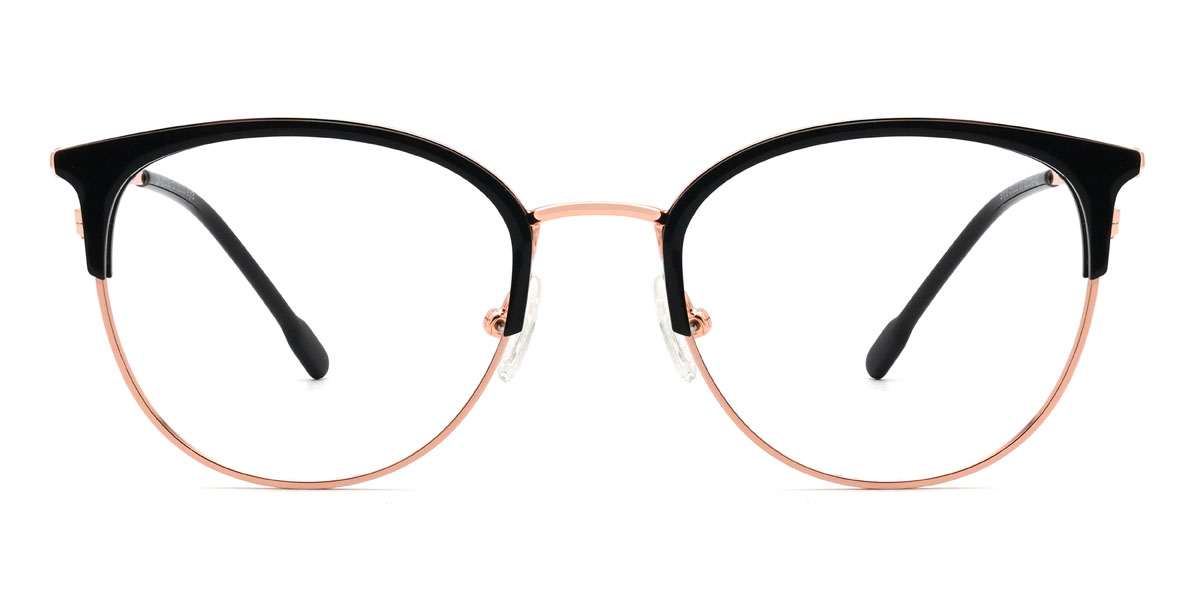 Rose Gold Black Joella - Oval Glasses