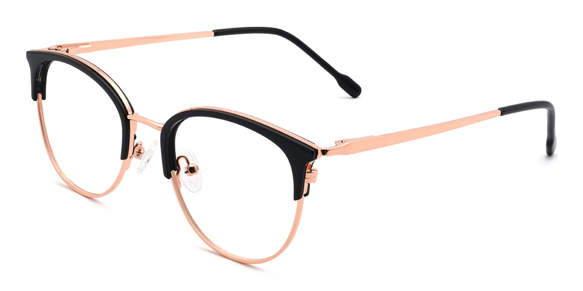 Rose Gold Black Joella Glasses - Oval Glasses