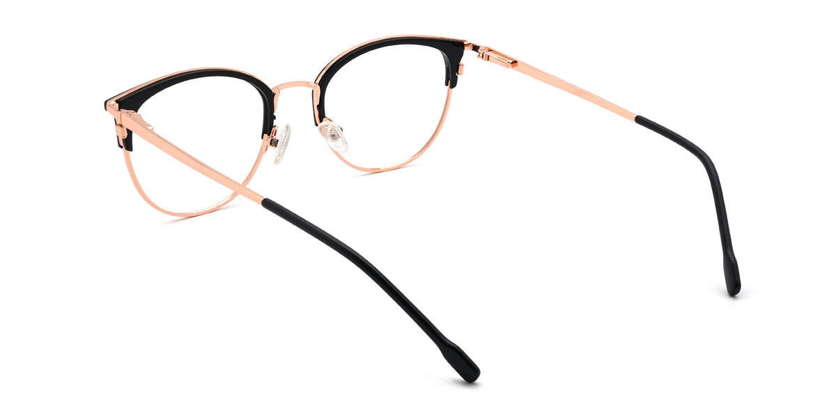 Rose Gold Black Joella Glasses - Oval Glasses
