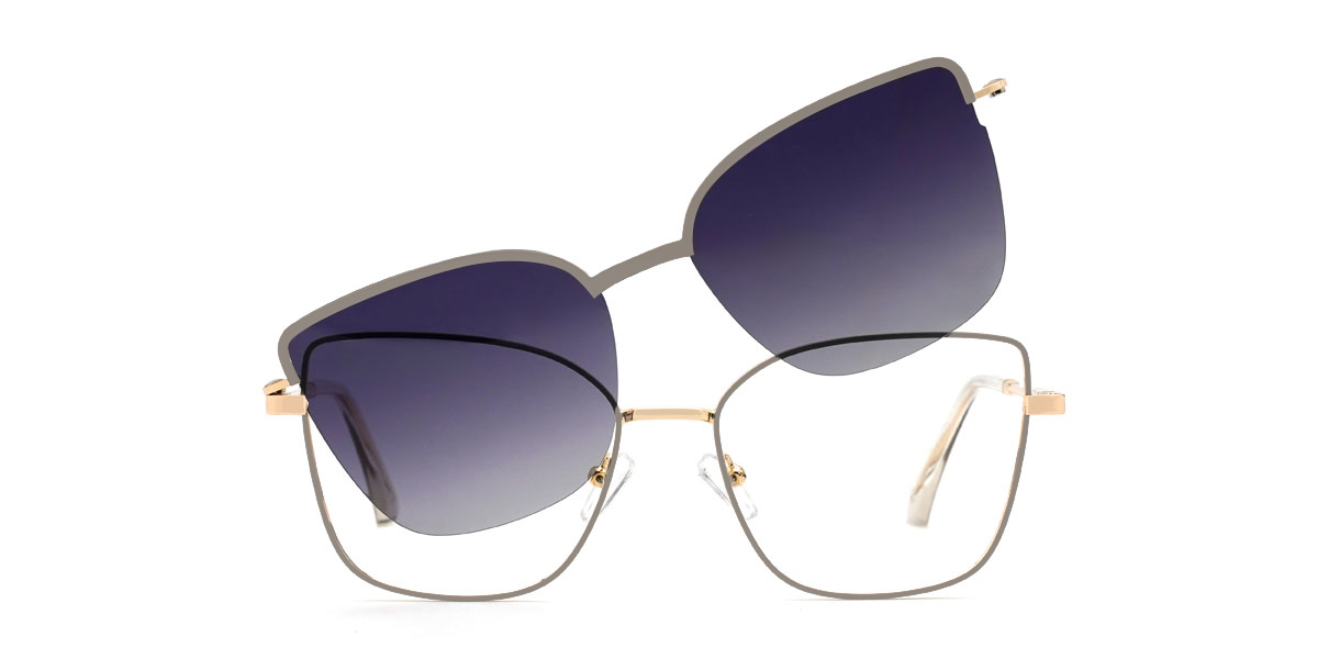 Grey Gradual Purple Jennings Glasses - Cat Eye Clip-On Sunglasses