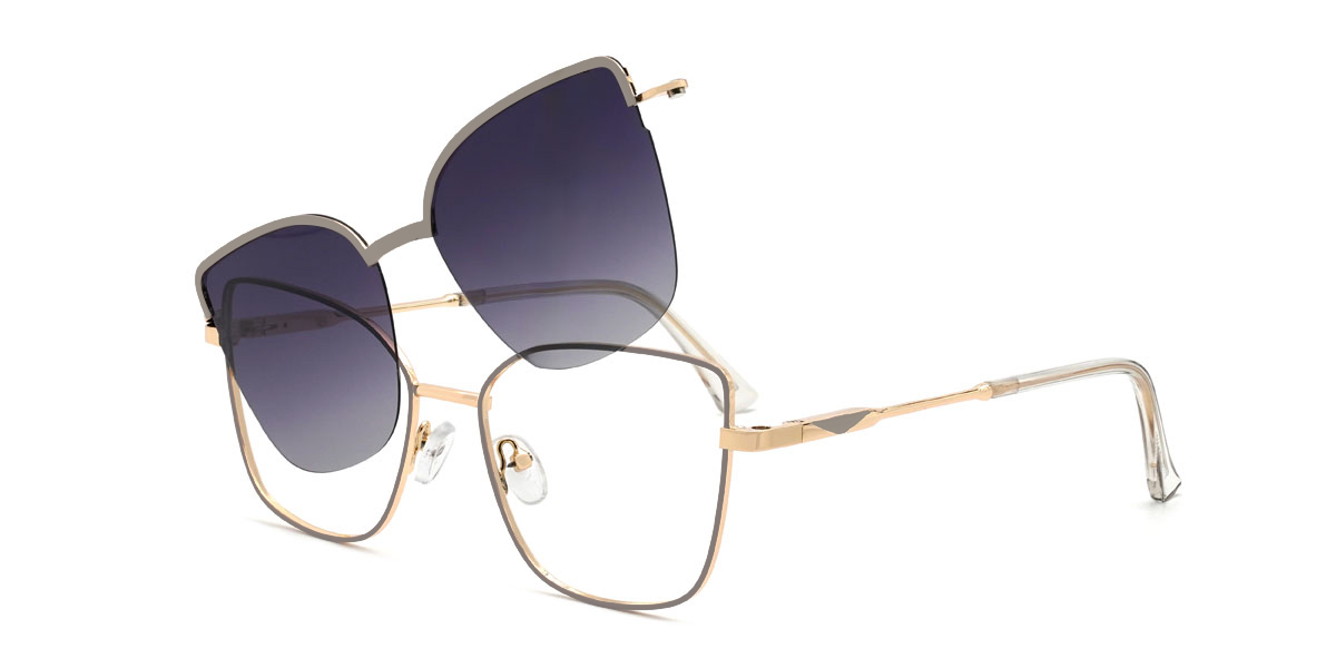 Grey Gradual Purple Jennings Glasses - Cat Eye Clip-On Sunglasses