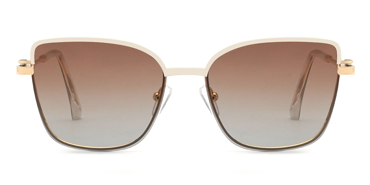 White Gradual Brown Jennings Glasses - Cat Eye Clip-On Sunglasses