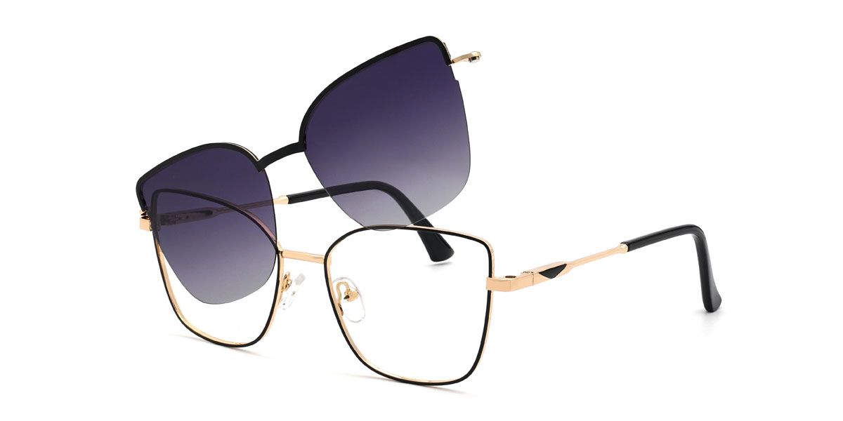 Black Gradual Purple Jennings Glasses - Cat Eye Clip-On Sunglasses