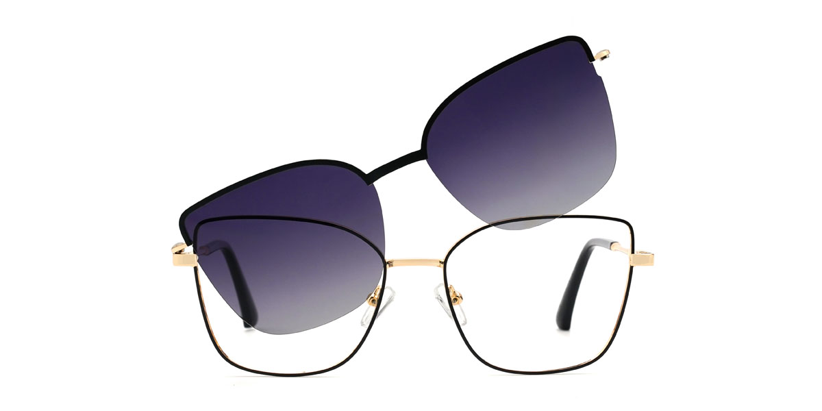 Black Gradual Purple Jennings Glasses - Cat Eye Clip-On Sunglasses