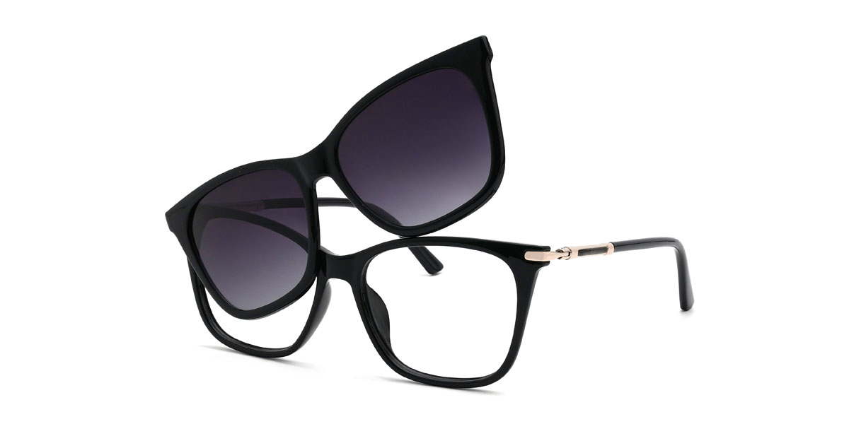 Black Gradual Purple Giovanny Glasses - Rectangle Clip-On Sunglasses