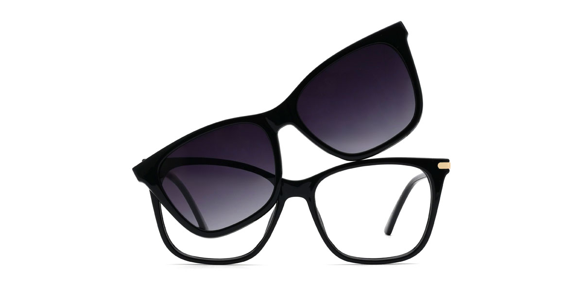Black Gradual Purple Giovanny Glasses - Rectangle Clip-On Sunglasses