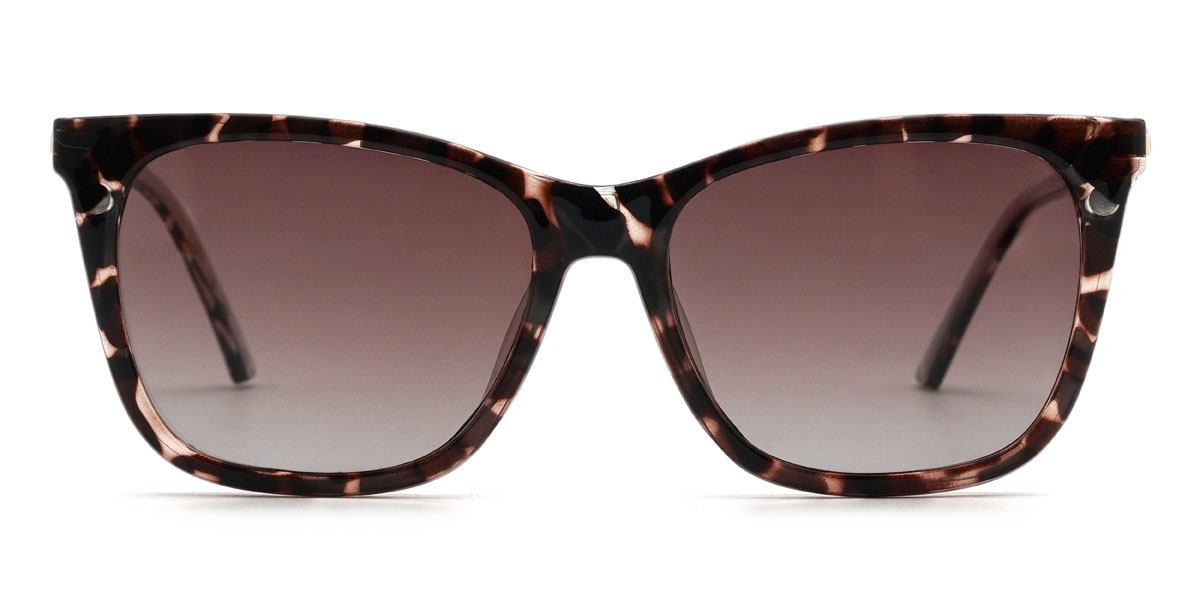Tortoiseshell Gradual Brown Giovanny Glasses - Rectangle Clip-On Sunglasses