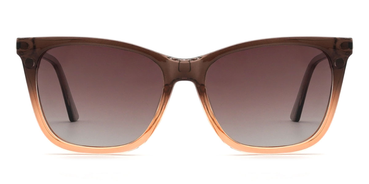 Brown Orange Gradual Brown Giovanny Glasses - Rectangle Clip-On Sunglasses