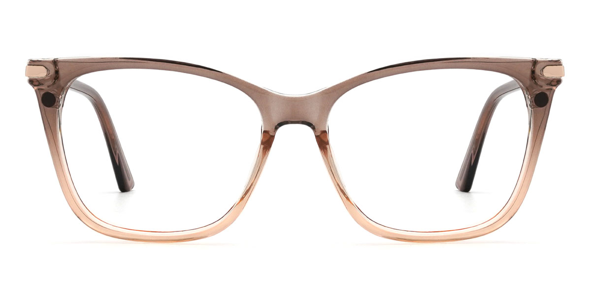 Brown Orange Gradual Brown Giovanny Glasses - Rectangle Clip-On Sunglasses