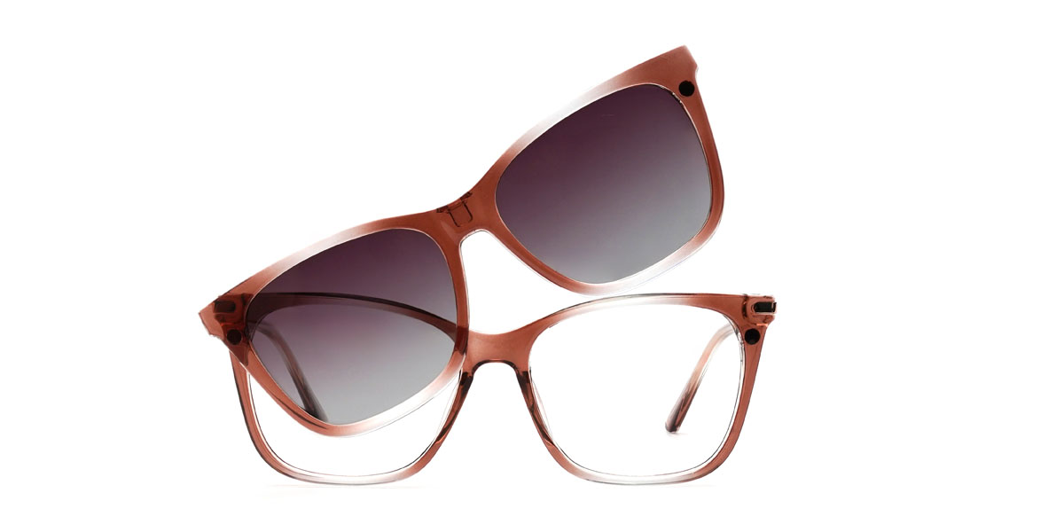 Gradual Brown Gradual Purple Giovanny Glasses - Rectangle Clip-On Sunglasses