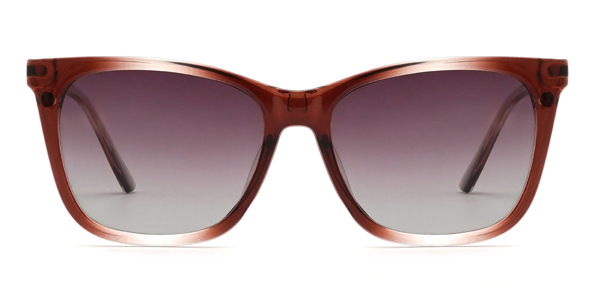 Gradual Brown Gradual Purple Giovanny Glasses - Rectangle Clip-On Sunglasses