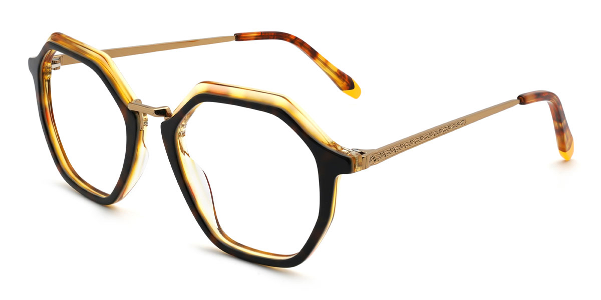 Black Yellow Tortoiseshell Cordell Glasses - Oval Glasses
