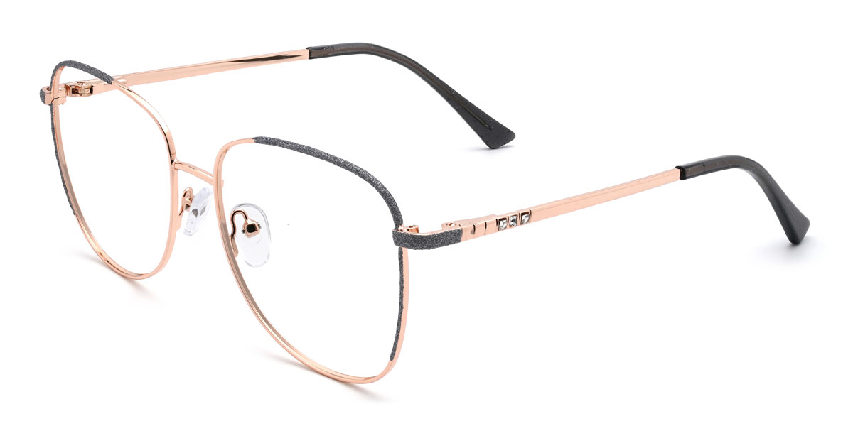 Gold Grey Gauri Glasses - Oval Glasses
