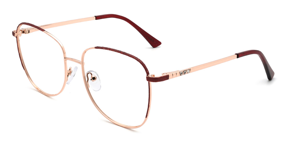 Gold Red Gauri Glasses - Oval Glasses