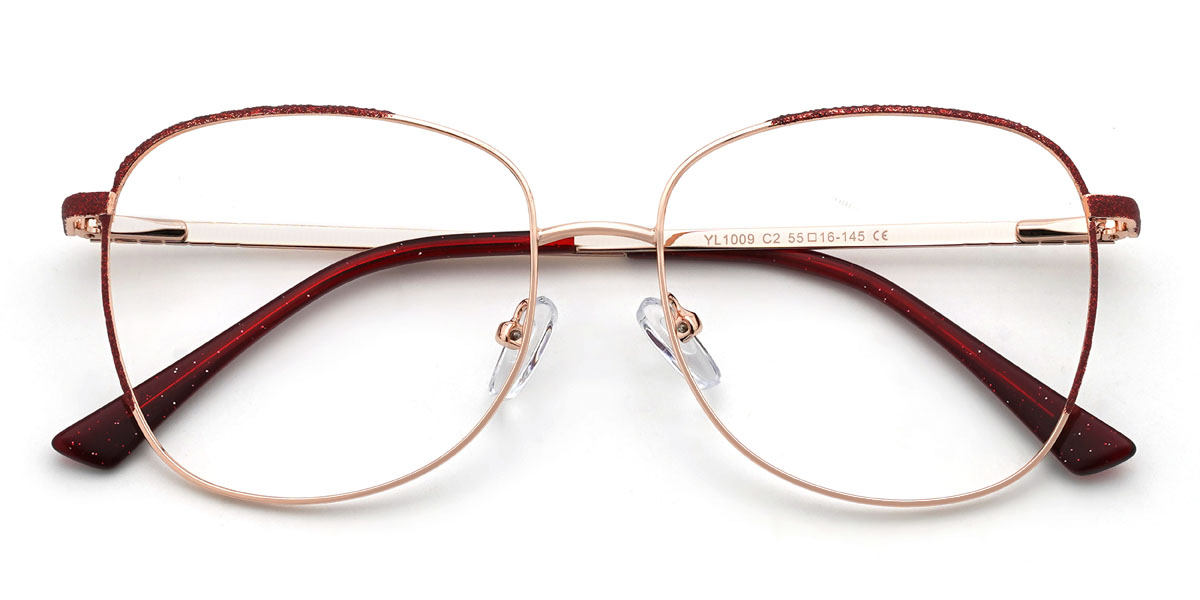 Gold Red Gauri Glasses - Oval Glasses