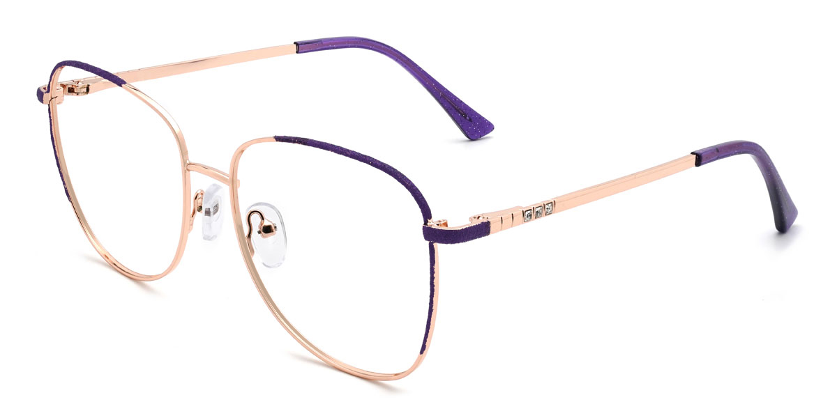 Gold Purple Gauri Glasses - Oval Glasses