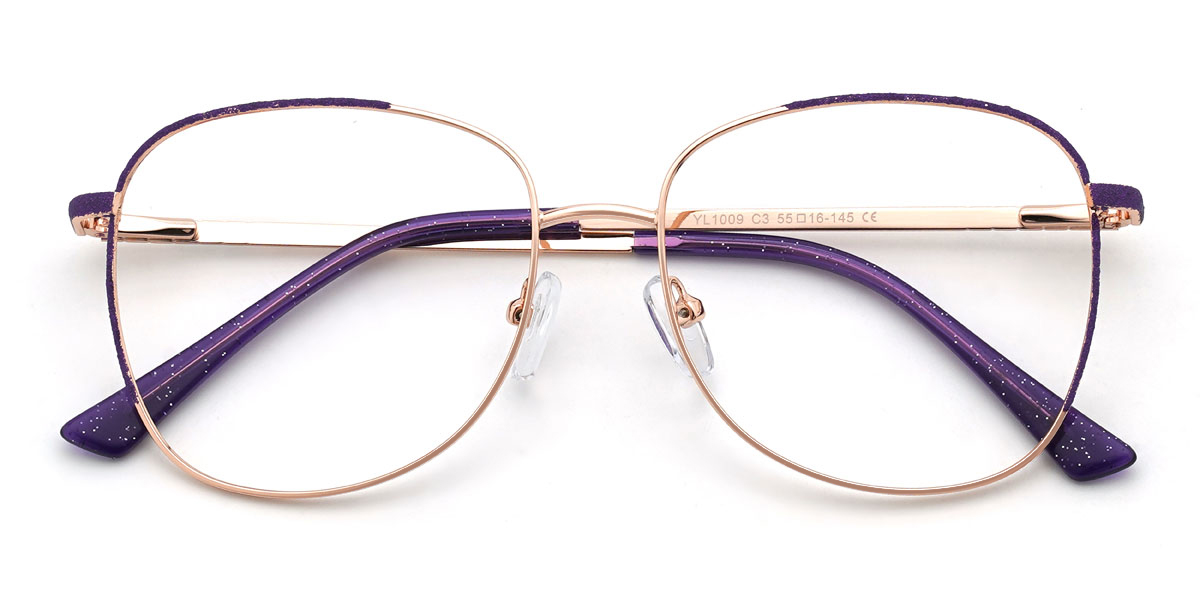 Gold Purple Gauri Glasses - Oval Glasses