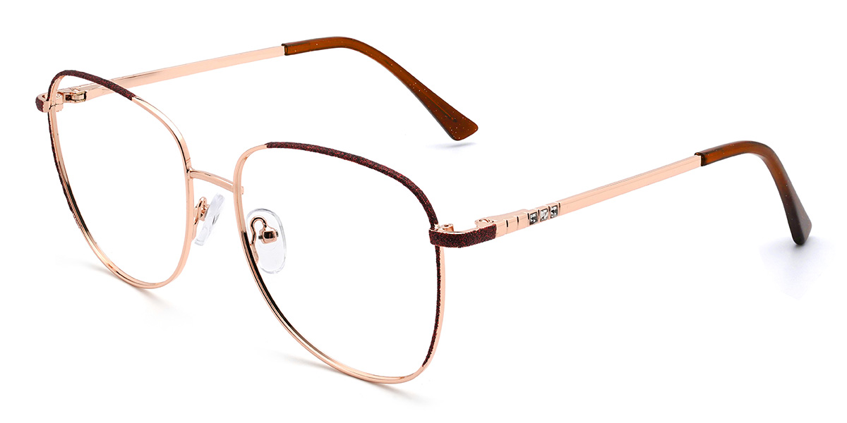 Gold Orange Gauri Glasses - Oval Glasses