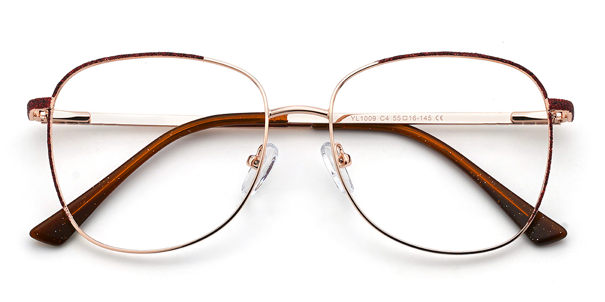 Gold Orange Gauri Glasses - Oval Glasses