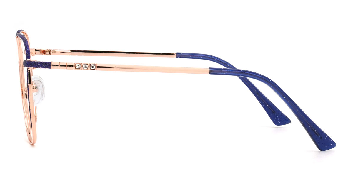 Gold Blue Gauri Glasses - Oval Glasses