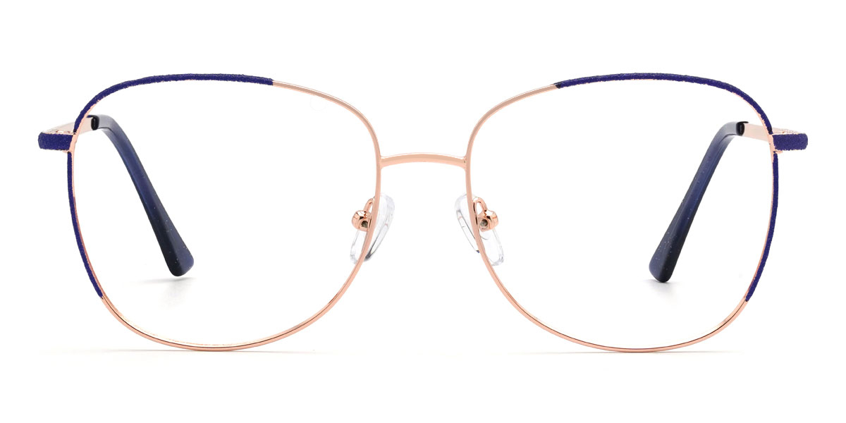 Gold Blue Gauri Glasses - Oval Glasses