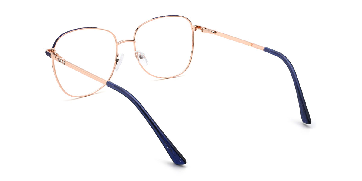 Gold Blue Gauri Glasses - Oval Glasses