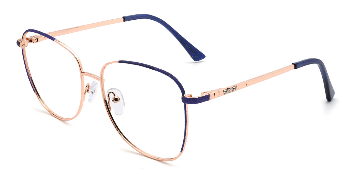 Gold Blue Gauri Glasses - Oval Glasses