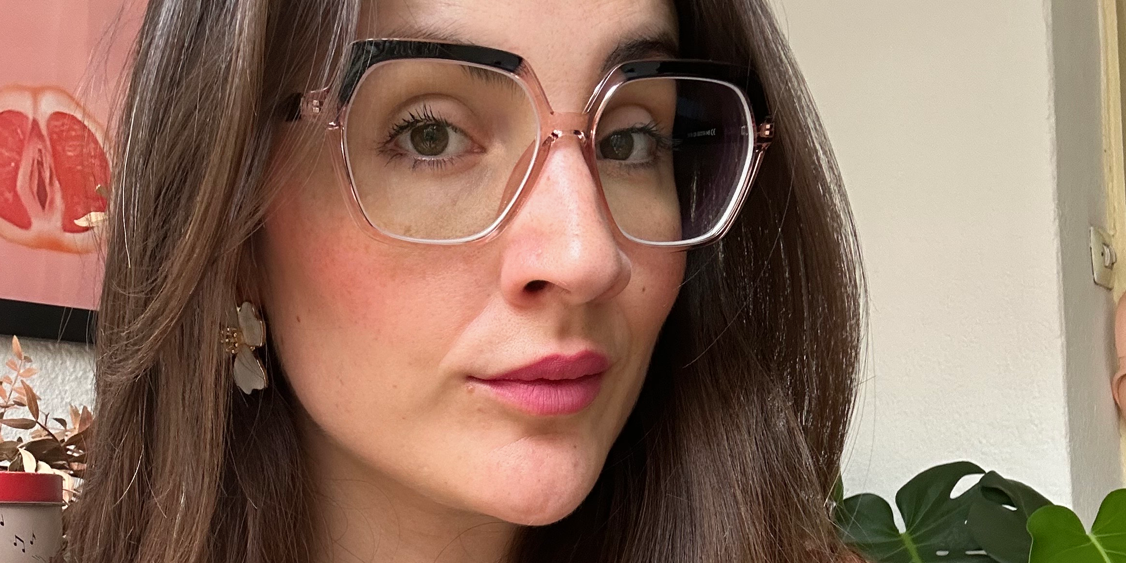 Schwarz Pink Jasper Brille - Square Glasses