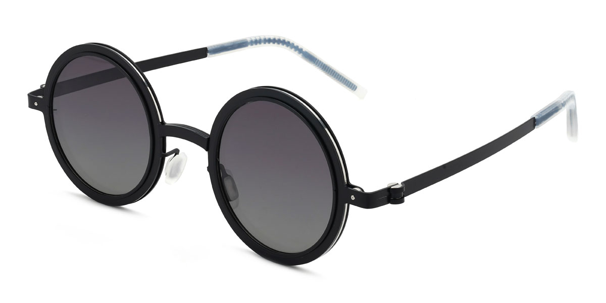Schwarz Grau Caelan Brille - Round Sunglasses