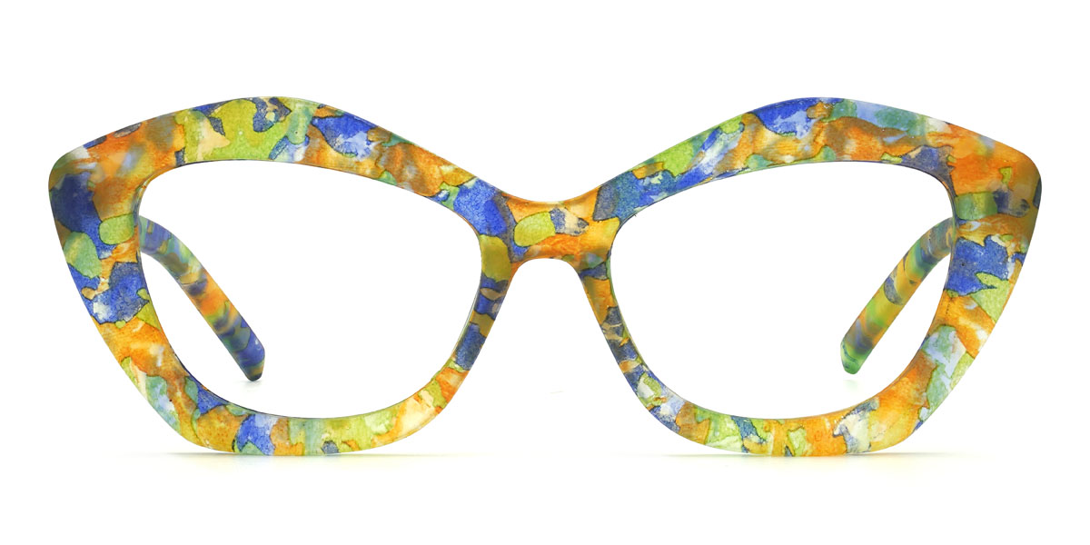 Blau Grün Orange Tanya Brille - Cat Eye Glasses