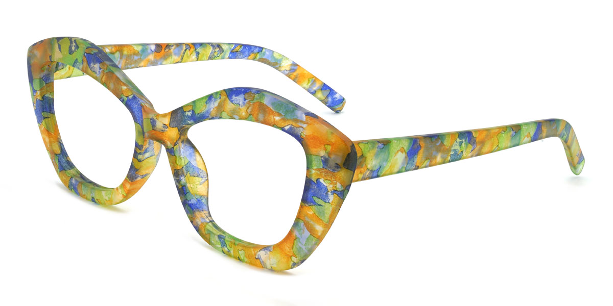 Blau Grün Orange Tanya Brille - Cat Eye Glasses