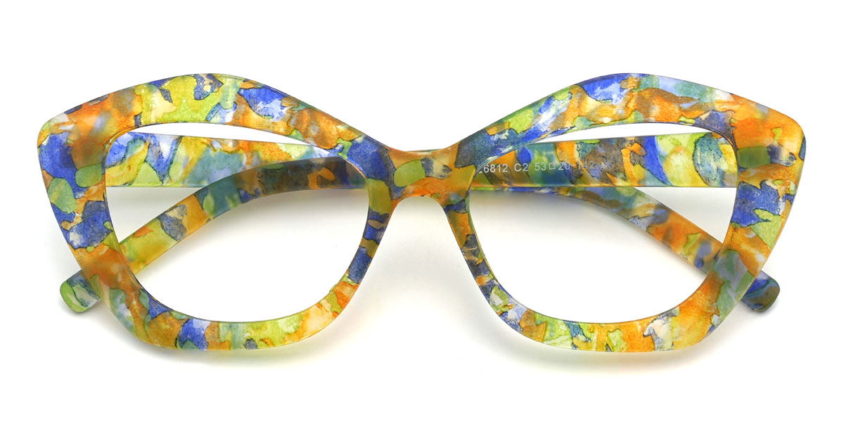 Blau Grün Orange Tanya Brille - Cat Eye Glasses