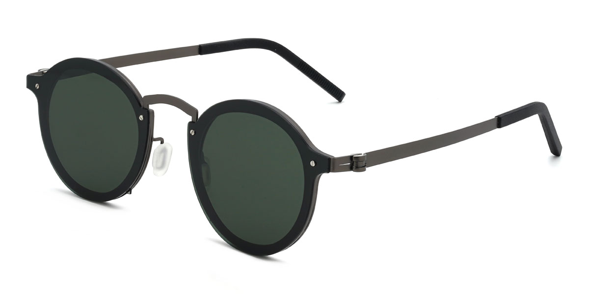 Fekete sötétzöld Basma Szemüveg - Oval Sunglasses