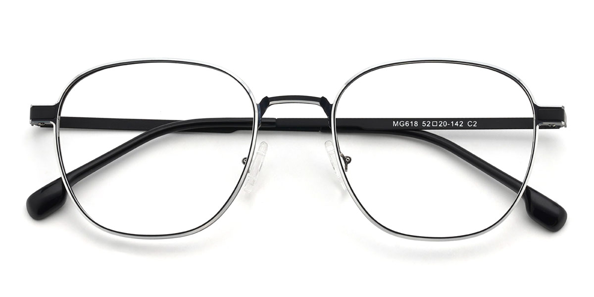 Schwarz Silber Verity Brille - Oval Glasses