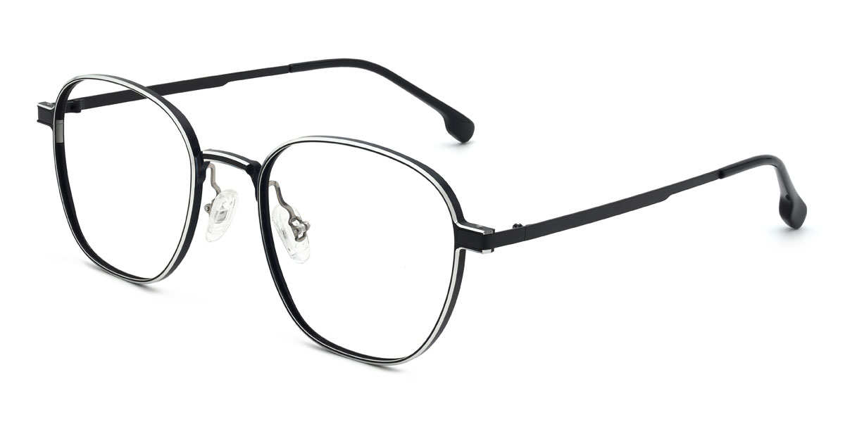 Schwarz Silber Verity Brille - Oval Glasses