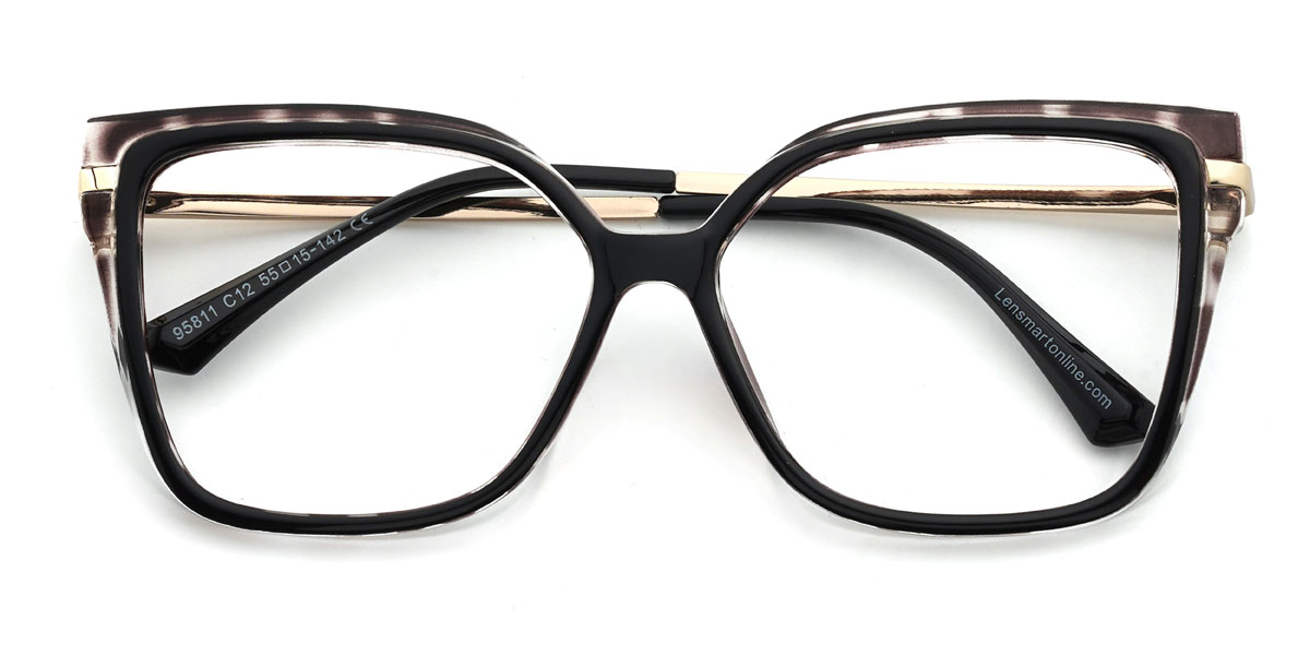 Black Brunette Spots Sarah Glasses - Square Glasses