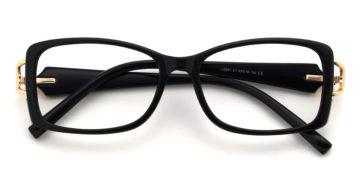 Preto Alexandria Óculos - Rectangle Glasses