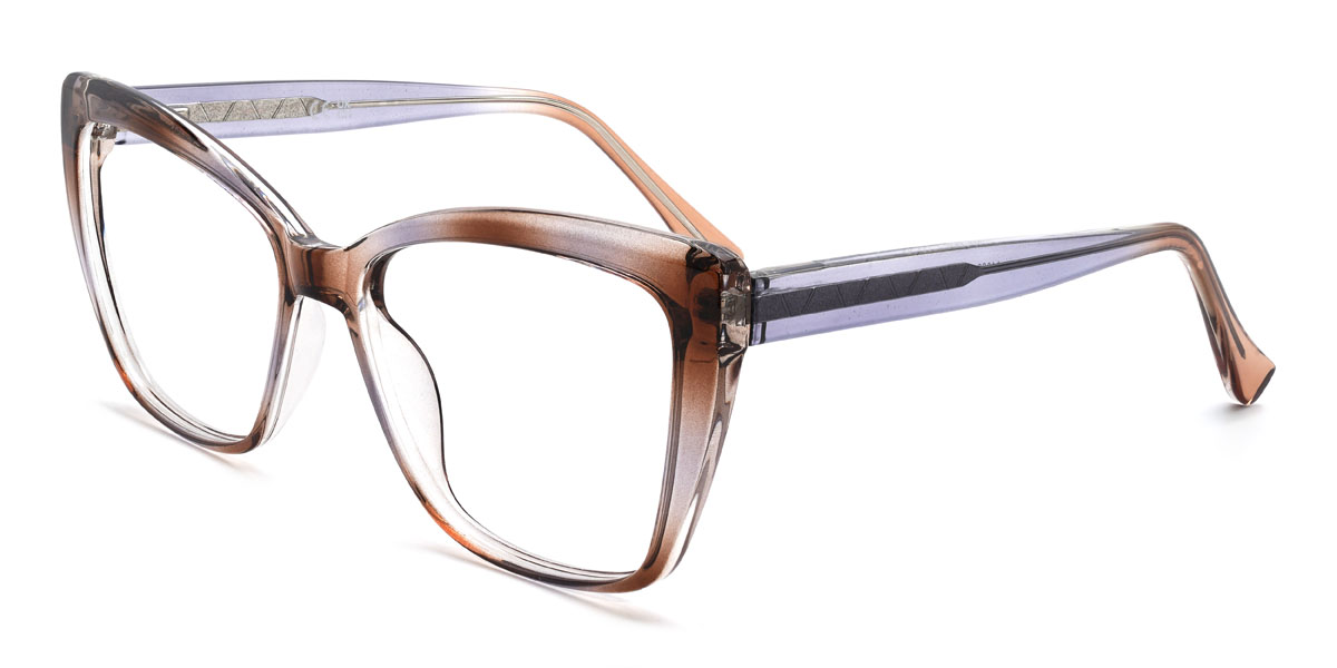 Brown Blue Hafsah Glasses - Rectangle Glasses