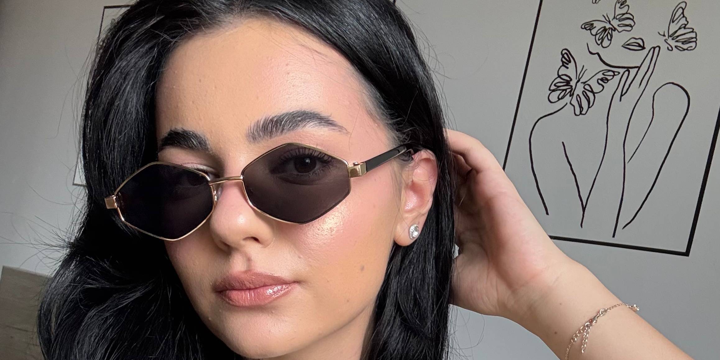 Gold Grey Farhan Glasses - Oval Sunglasses