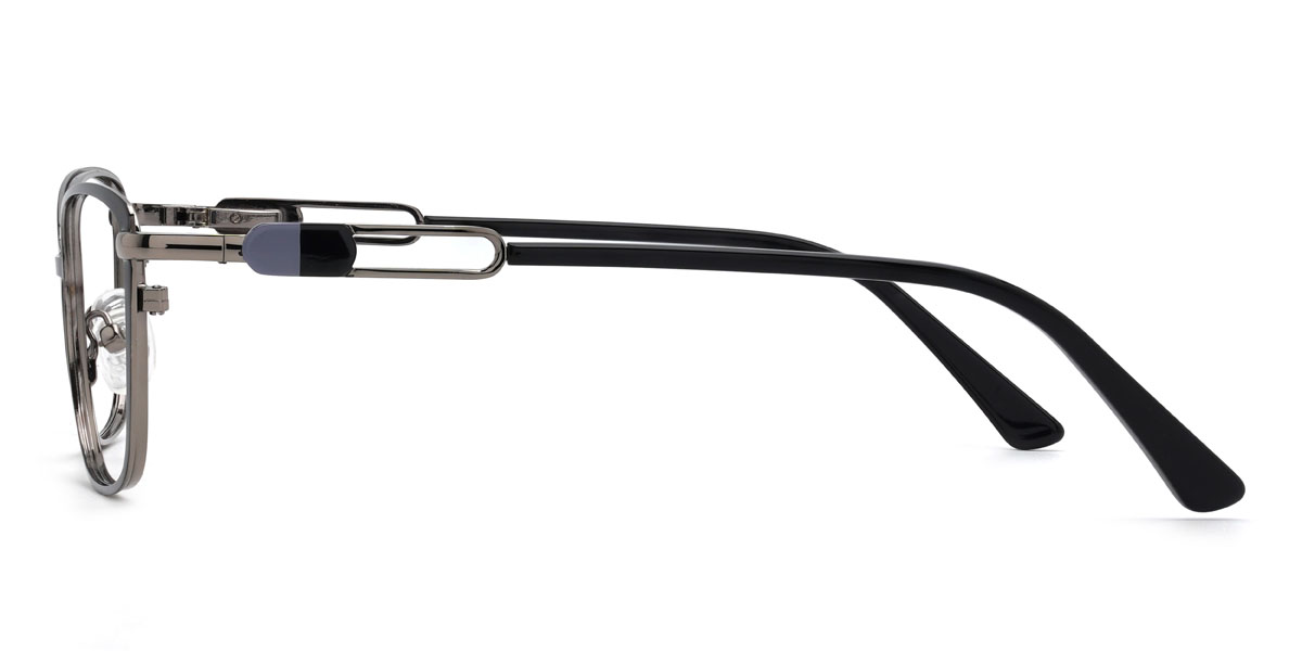 Schwarz Silber Burke Brille - Rectangle Glasses