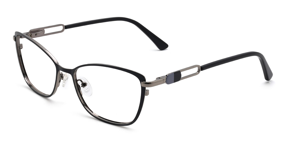 Schwarz Silber Burke Brille - Rectangle Glasses