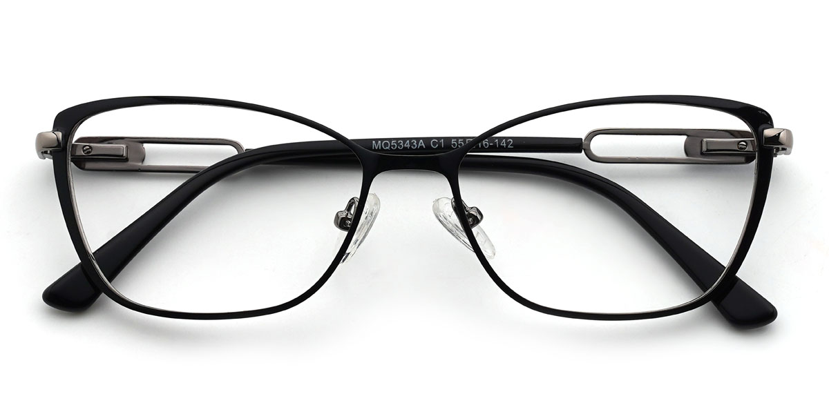 Schwarz Silber Burke Brille - Rectangle Glasses