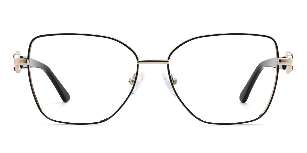 Black Silver Stavros - Rectangle Glasses