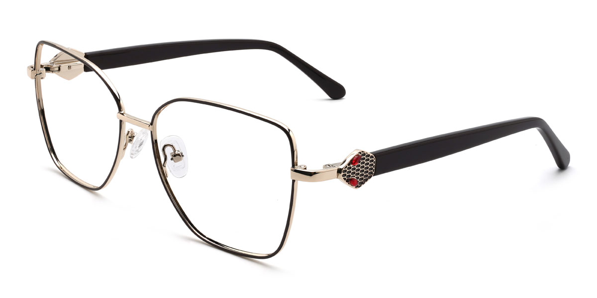 Schwarz Silber Stavros Brille - Rectangle Glasses