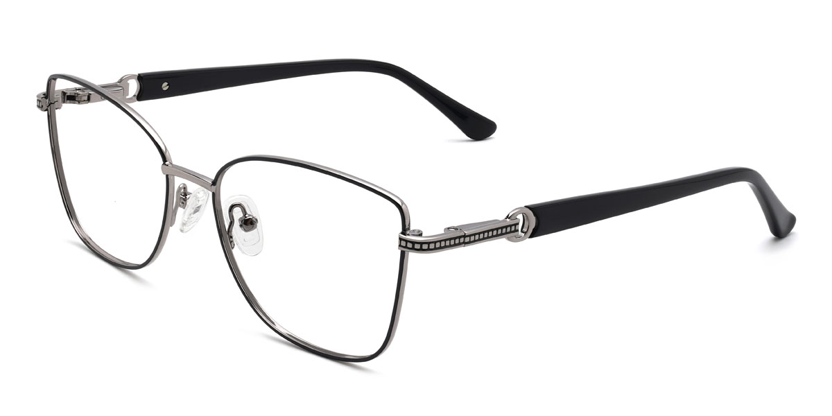 Schwarz Silber Vasco Brille - Rectangle Glasses