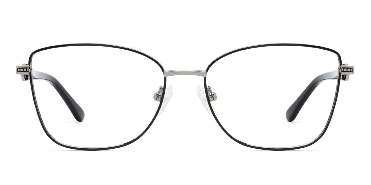 Black Silver Vasco - Rectangle Glasses