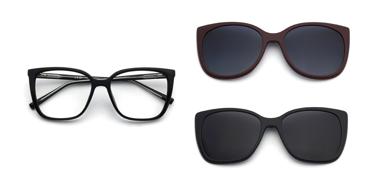 Noir Zoella Lunettes - Square Clip-On Sunglasses