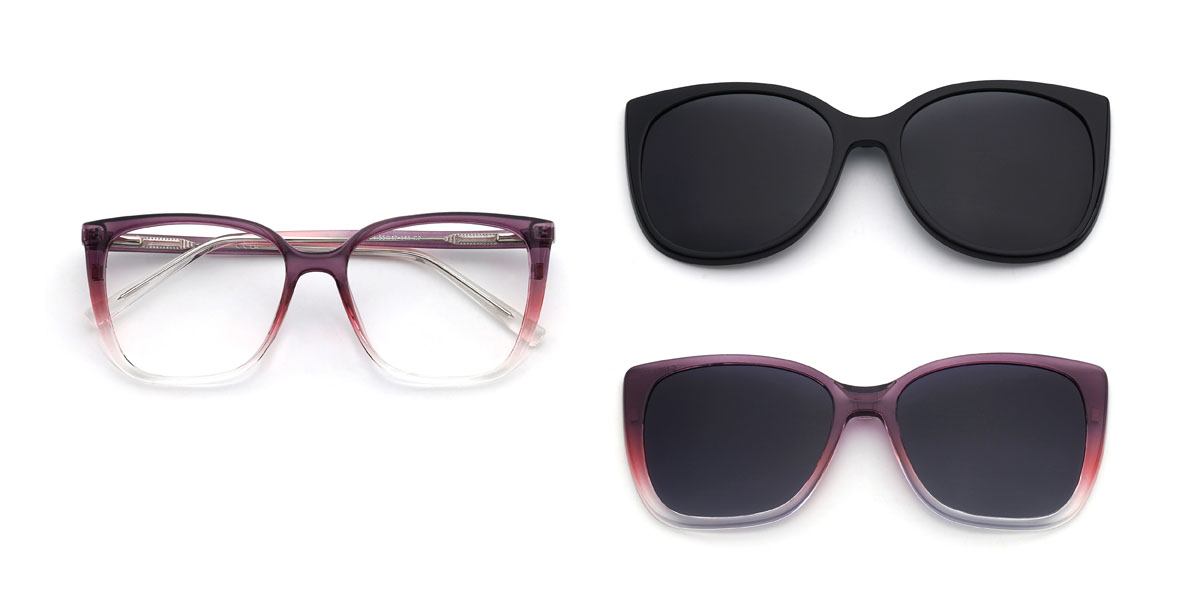 Dégradé Violet Zoella Lunettes - Square Clip-On Sunglasses