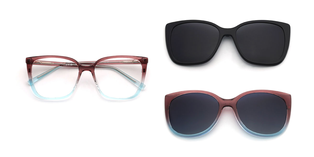 Marron Bleu Zoella Lunettes - Square Clip-On Sunglasses